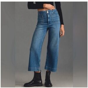 The Colette Crop High-Rise Wide-Leg Jeans by Maeve